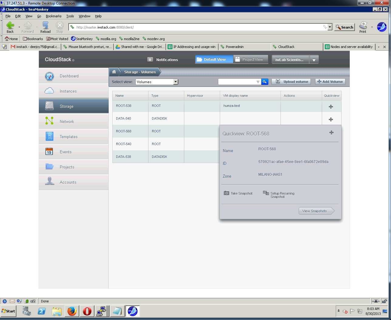 Taking a snapshot (backup) - iwStack - Cloud services by Prometeus